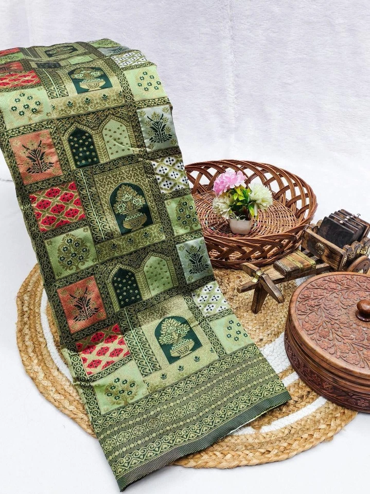 Blusa de diseñador de boda con sari indio para fiesta Sari Bollywood étnica paquistaní Foto 1 de 4