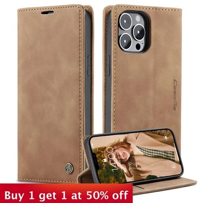 Flip Leather Wallet Phone Case For Samsung For iPhone 16 Pro Max 15/14 13 Plus - Image 1 of 4