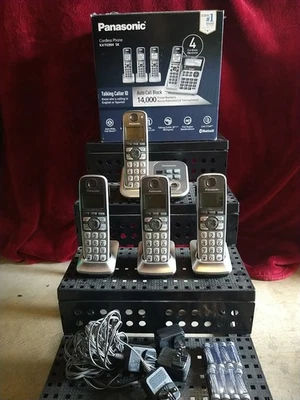 Panasonic KX-TG994SK DECT 6.0 Bluetooth 4-Handset Cordless Phone Bundle - Image 1 of 4