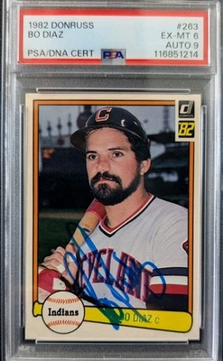 1982 Donruss Bo Diaz On-Card Auto #263 PSA 6/PSA 9 Auto PSA/DNA Cert Indians - Image 1 of 2