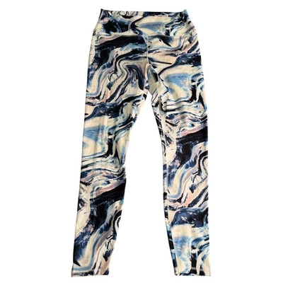 Guru Active Blue Swirl Print High Waist Athletic Leggings Large Yoga Workout - Image 1 of 4