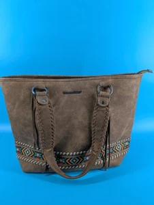 Montana West Conceal Carry Satchel Handbag Leather Purse NWOT Brown Beaded - Bild 1 von 12