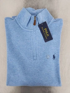 Polo Ralph Lauren Estate Rib Quarter Zip Blue Sweater Men's Size Small New - Picture 1 of 11