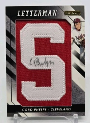 2008 Razor Baseball CORD PHELPS Letterman Patch (S) Auto Cleveland Stanford - Image 1 of 4