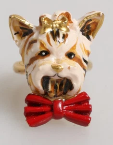 DOLCE & GABBANA Ring Gold Brass Resin Beige Dog Pet Accessory US6 /EU51/S 310usd - Picture 1 of 8