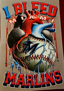 Miami Marlins Colorful 8" DTF Heat Transfer Iron On FREE Shipping (C3/2) - Picture 1 of 1