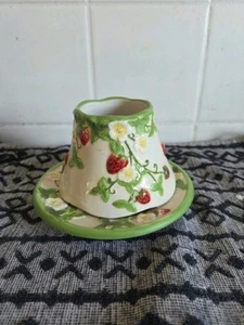 Yankee Candle Ceramic Shade & Dish - Spring Strawberry Plant Design - VGC - Picture 1 of 7