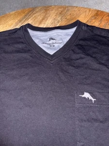 Tommy Bahama Tee Shirt V Neck Marlin Black SS Medium - Picture 1 of 7