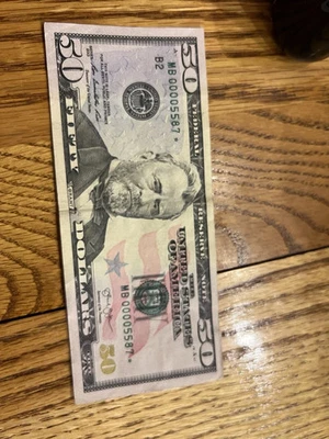 2013 $50 dollar bill *star note low serial number 00005587* - Image 1 of 2