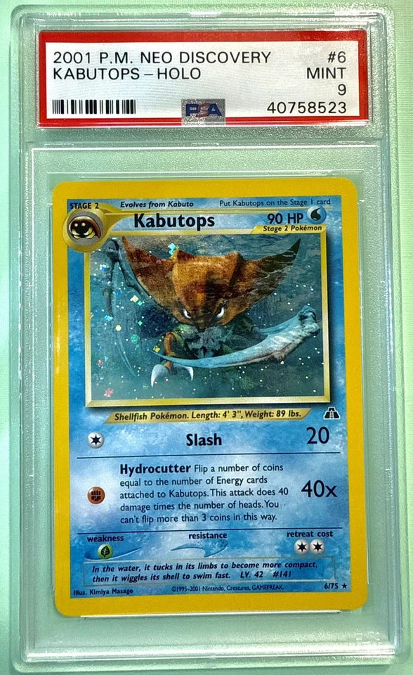 PSA 9 Kabutops - 6/75 - 2001 Pokemon Neo Discovery Unlimited Holo WOTC - Image 1 of 1