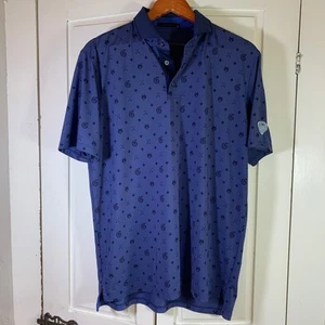 Greyson Golf Polo Shirt Stowe Logo Stampa Geometrica Collo Casual Medium LEGGI - Foto 1 di 14