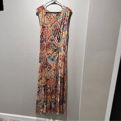 Soft Surroundings Vibrant Floral Patterned Faux Wrap Dress Size 1X - Image 1 of 4