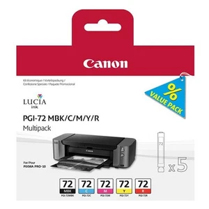 Canon Pgi72 Matte Black Cyan Magenta Yellow Red Standard Capacity Ink Cartridge - Picture 1 of 1