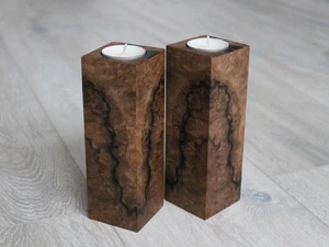 Porta candelabros de mesa de Navidad burl de nogal - Imagen 1 de 10