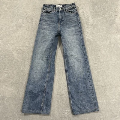 Jeans Zara para mujer 0 pierna ancha tiro alto azul denim Y2K holgados Foto 1 de 4