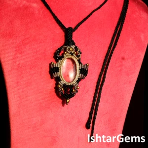 Handmade Natural Clear Quartz Bohemian Macrame Pendant Healing Crystal Necklace - Picture 1 of 14