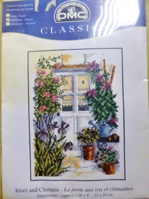 DMC Classics Counted Cross Stitch Kit - Irises and Clematis 10x8" (25x20cm) - Image 1 of 3