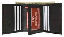 Leather Wallet RFID Blocking Black ID Window Safety ID Theft Protection New