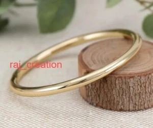 Real Gold Polished Bangle Stackable 6mm Thick Bangle Brass Bangle For Men &Women - Picture 1 of 4