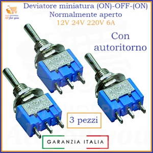 Micro interruttore deviatore a levetta leva 3 pin mini on off on 12V 24V 220V 6A - Imagen 1 de 2