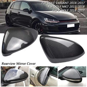 2x Side Door Wing Mirror Cover Caps Carbon Fibre For VW Golf Mk7 Mk7.5 GTI 13-18 - Picture 1 of 12