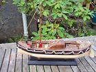 Vintage Hand Made British Lifeboat On Wooden Plinth - Quality Item