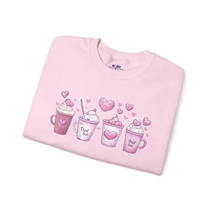 Valentines Sweatshirt, Women's Valentine Sweatshirt, Coffee Sweatshirt, - Picture 1 of 9