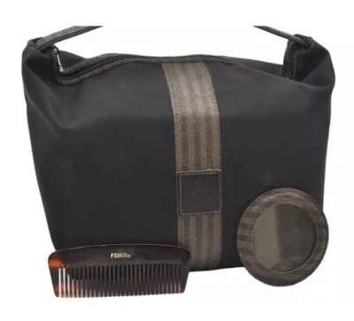 FENDI Complemento Black Brown Vanity Case, Hand Bag, Purse w FENDI Mirror & Comb - Image 1 of 4