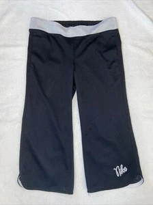 Vintage Nike Girls Youth Mesh Capri Pants Lined Black White Trim Size M 10/12 - Picture 1 of 7