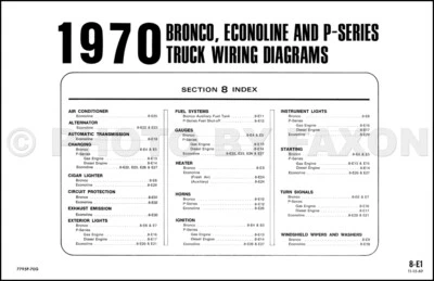 Ford Bronco y Econoline 1970 diagramas de cableado E100 E200 E300 Van Club Wagon 70 Foto 1 de 2