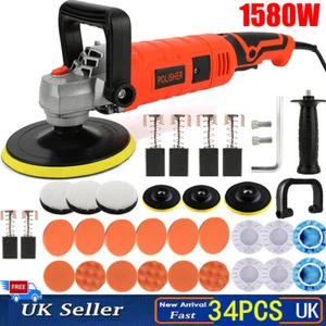 1580W Rotary 7" Dual Action Car Polisher Kit Orbital Polishing Machine Wax Pads - Picture 1 of 15