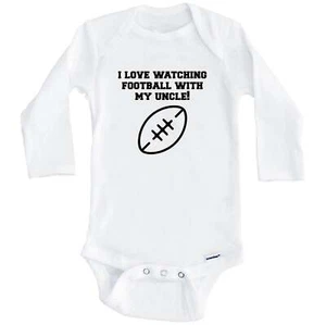 I Love Watching Football With My Uncle Long Sleeve One Piece Baby Bodysuit - Picture 1 of 2