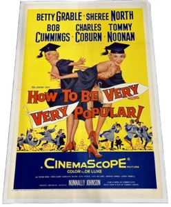 1955 Original HOW TO BE VERY, VERY POPULAR VF LB 1SH BETTY GRABLE FUN ART Linen - Picture 1 of 6