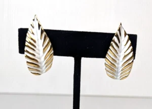 Vintage Napier clip on Earring set white & gold tone fall autumn - Picture 1 of 6