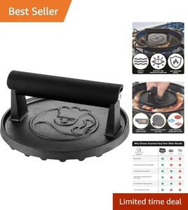 900g Cast Iron Grill Press with Heat-Resistant Handle - Perfect for BBQ Lovers - Picture 1 of 11