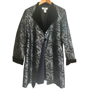 PATRA Abend Sakko 10 Vintage Blazer Silber Schwarz Samt Akzent Whimsigoth Vampir - Bild 1 von 21