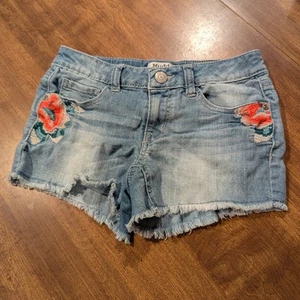 Mudd Blue Jean Shorts with Floral Embroidery - Picture 1 of 6