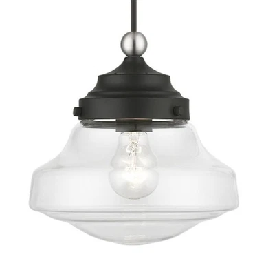 Mini colgante Livex Lighting 41293 Avondale 9" W - negro/acento de níquel cepillado Foto 1 de 4