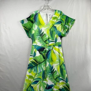 WHBM Outlet Maxikleid Damen Medium Tropical Floral Kurzarm V-Ausschnitt Strand - Bild 1 von 15