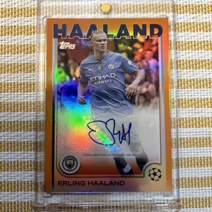 ERLING HAALAND 24/25 SSP 2024-25 Topps UEFA ORANGE FOIL AUTO #A-EH Beauty! - Picture 1 of 6