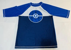 * POKEMON Swim Wear Rash Guard Poke-Ball Logo SS T-Shirt Boys Sz 14/16 Tee - Picture 1 of 6
