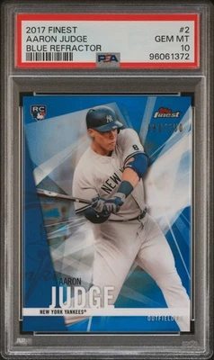 2017 Topps Finest - Aaron Judge #2 Blue Refractor /150 (RC) PSA 10 - Image 1 of 2