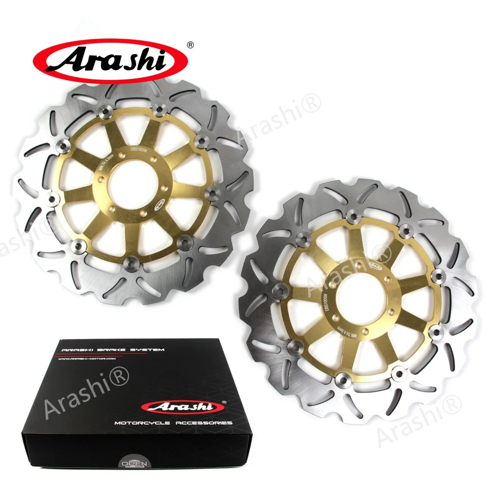 Arashi Front Brake Rotors For Yamaha FJ1200 1988 1989 1990 1991 FJ-1200 Gold - Image 1 of 4