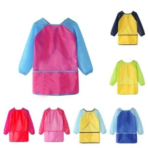 Children's Painting Eating Aprons Long Sleeve Multi Pockets Waterproof Nylon - Picture 1 of 19