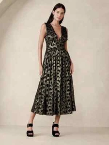 NEU Banana Republic 8 Mali Seide Jacquard Kleid 8 schwarz + gold #891620 $ 300 - Bild 1 von 4