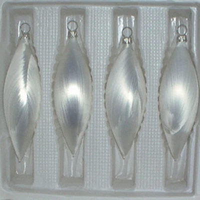 Lauschaer Glas Christbaumschmuck Oliven Eislack weiß mundgeblasen - Bild 1 von 4