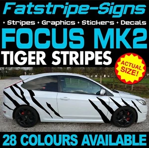 to fit FORD FOCUS MK2 TIGER STRIPES GRAPHICS STICKERS DECALS ZETEC ST RS TURBO - Picture 1 of 2