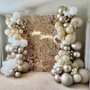 Champagne Gold Shimmer Wall Panels 10 Pcs Wall Backdrop Square Sequins - Picture 1 of 6