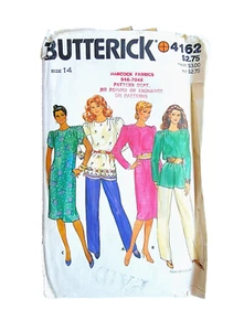 Vintage Sewing Pattern Tunic Shirt Dress Misses' 14 (S/M) 1980s Butterick 4162 - Picture 1 of 3