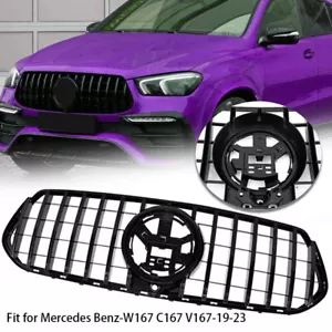 Glossy Black Front Grill For Mercedes Benz W167 GLE350 GLE53 2019 2020 2021~2023 - Picture 1 of 11